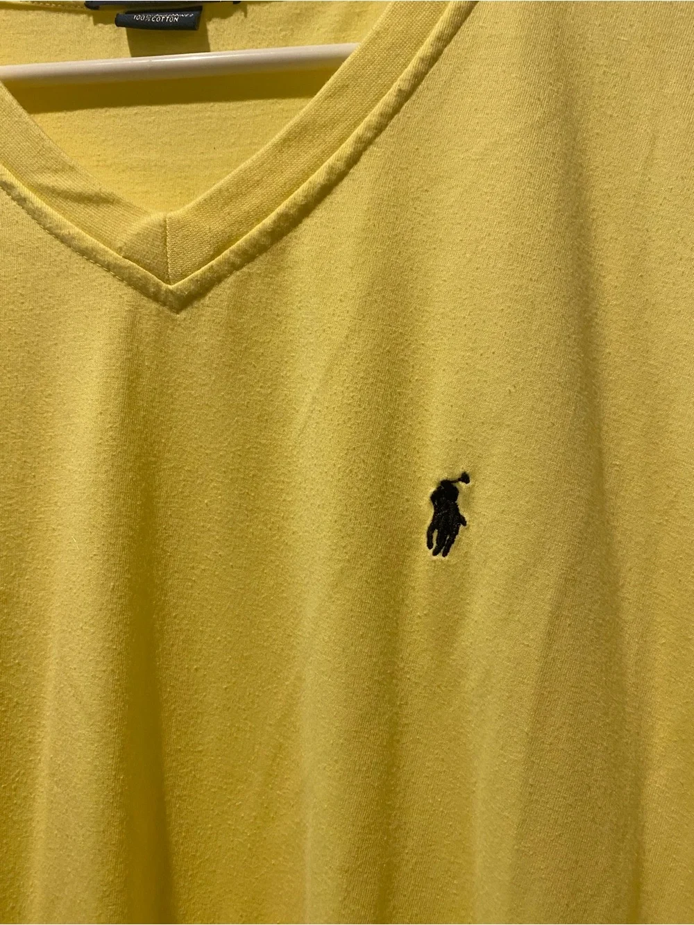 Polo by Ralph Lauren Men's Yellow V-Neck Short Sleeve Cotton Logo Tee 2XL